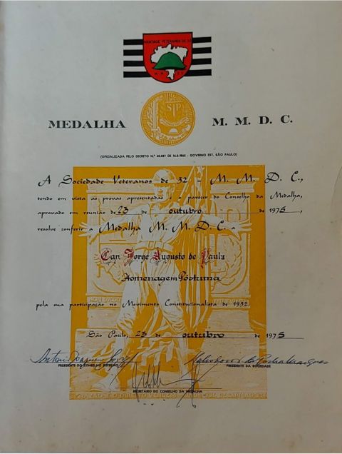 Certificado medalha M.M.D.C
