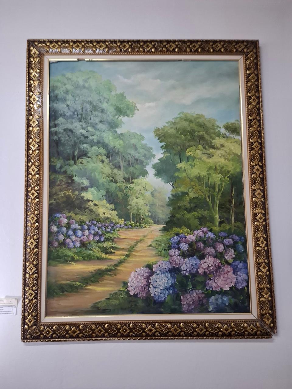 Pintura em tela o Caminho das Hortências